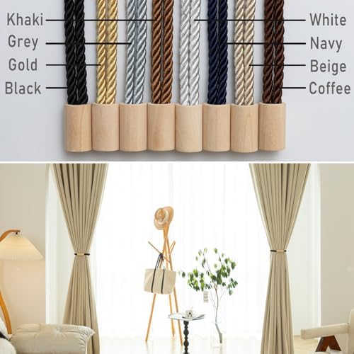 Contoeey Magnetic Boho Curtain Holders 2 Pack Black