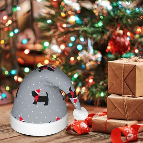 Cute Dogs Xmas Print Christmas Hat for Kids Adults Unisex