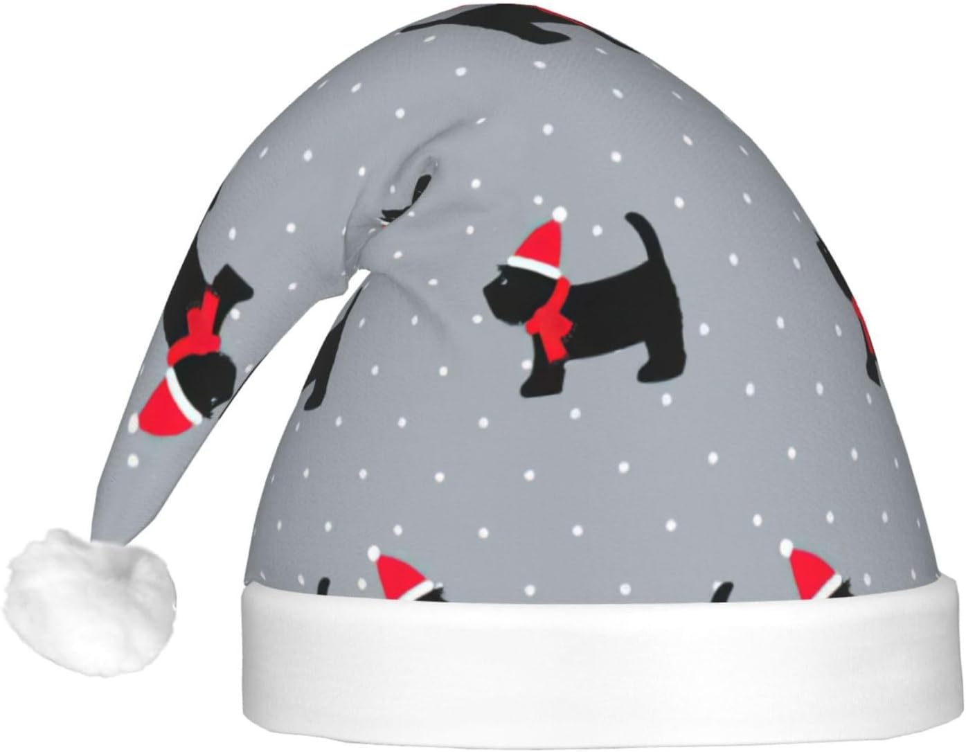 Cute Dogs Xmas Print Christmas Hat for Kids Adults Unisex
