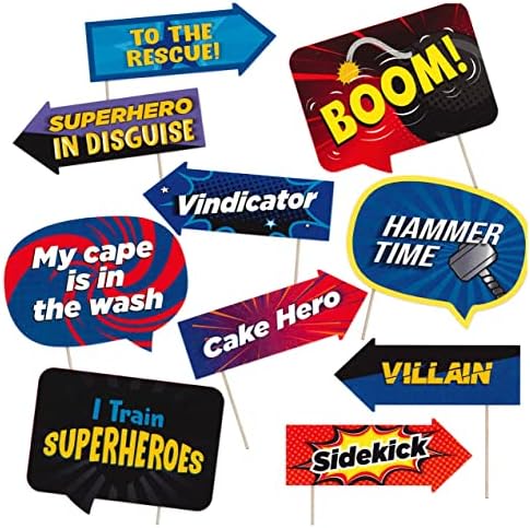 Funny Bam Superhero Photo Booth Props - 10pcs for Party Fun