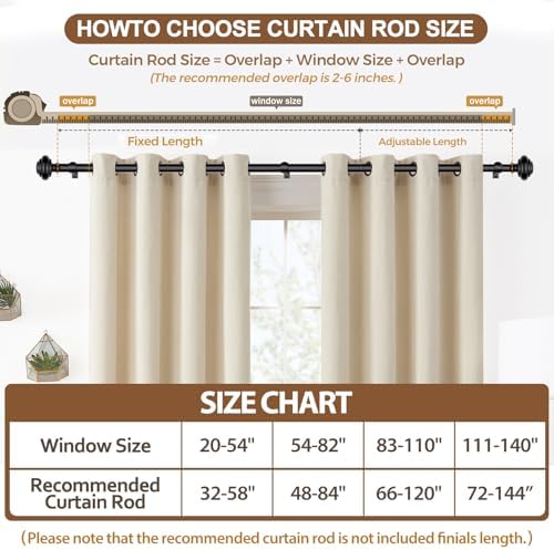 KAMANINA Black Curtain Rods 48-84 Inches Heavy Duty