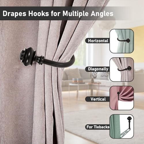 Sumnacon Set of 2 Decorative Curtain Holdbacks Black