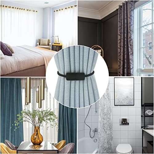 Hangtty Magnetic Curtain Tiebacks 6 Pack Modern Black Holders