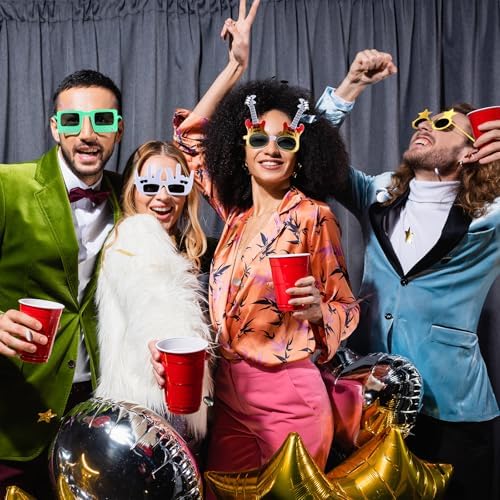 9 Pack Retro Rock Music Funny Sunglasses for Parties