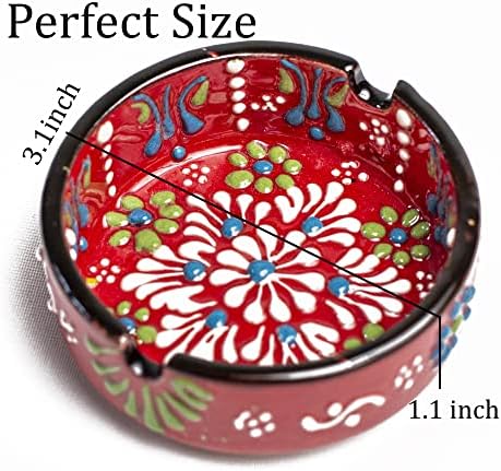 Hand-Painted Ceramic Ashtray Set 4 Pcs