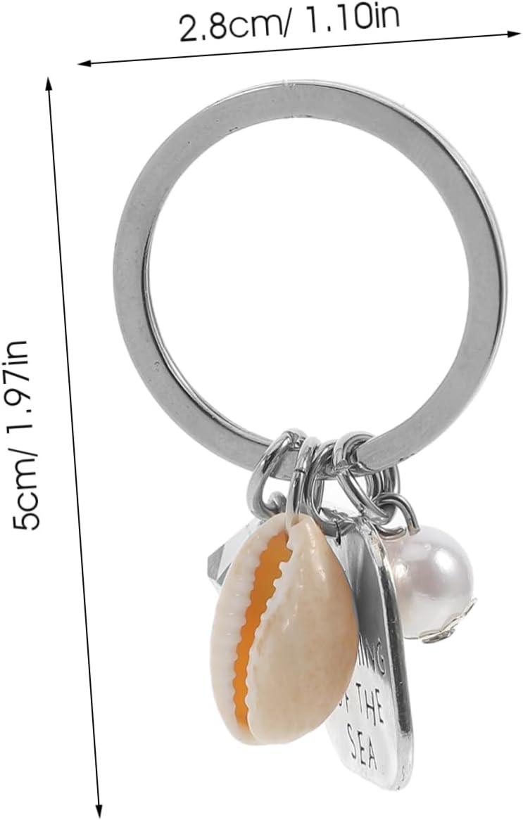 Ocean Themed Shell and Pearl Keychain Pendant
