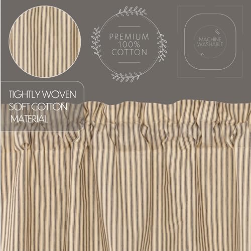 VHC Brands Charcoal Striped Swag Curtains 36 Inch
