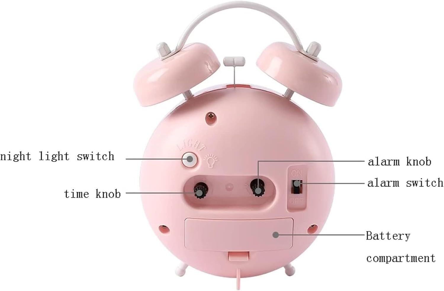 Double Bell Alarm Clock with Loud Ringing and Silent Movement