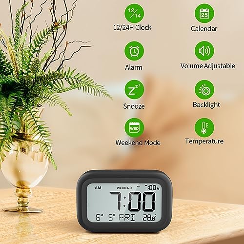 DOOMAY Digital Alarm Clock with LCD Display and Snooze