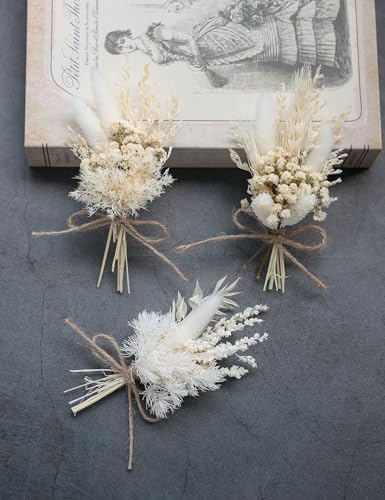 Mini Dried Flower Bouquet Set 12 Pcs White