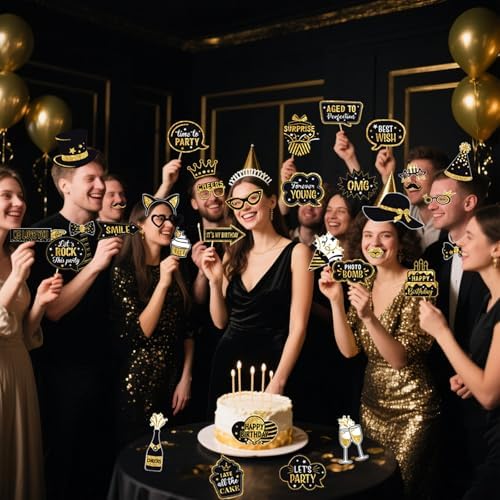 JOJO FLY 36 Pcs Birthday Photo Booth Props Kit