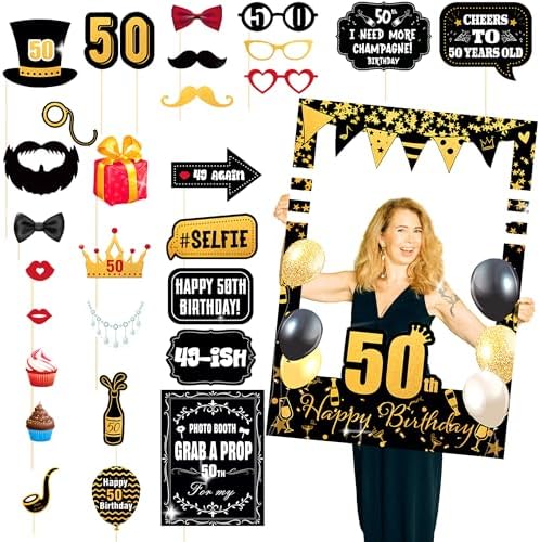 LaVenty 50th Birthday Photo Booth Props Frame Decorations