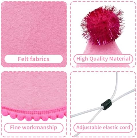12 Pcs Reusable Felt Party Hats with Pom Poms