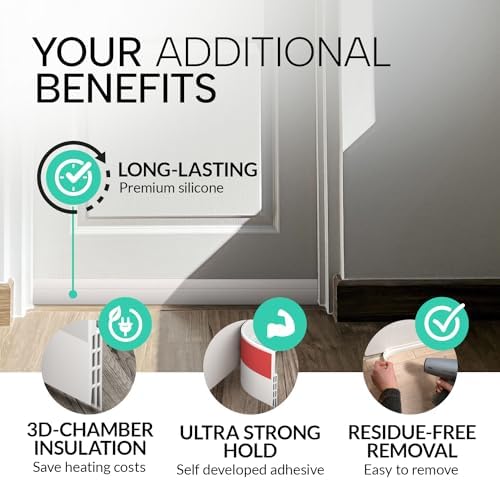 Vellure Door Draft Stopper - Premium Door Sweep 5x39 White