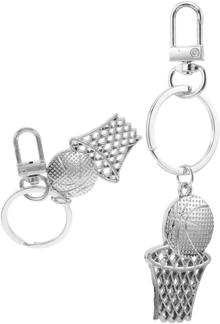 2Pcs Durable Basketball Keychain Pendant for Sports Fans