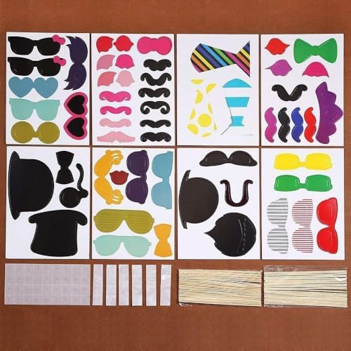 58 Piece Photo Booth Prop Set with Funny Costumes and Hats