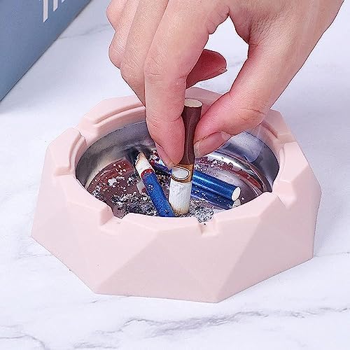 Pink Crown Stainless Steel Ashtray with Lids 1