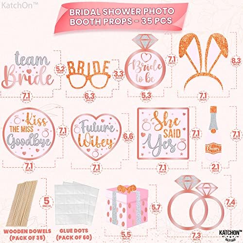 KatchOn Bachelorette Photo Booth Props Set - 35 Piece Rose Gold