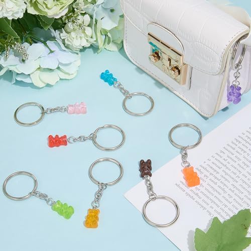 CRASPIRE 27 Pcs Candy Colored Bear Keychains