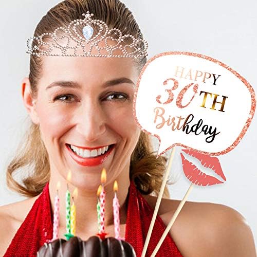 Rose Gold 30th Birthday Photo Booth Props Kit 32 Count
