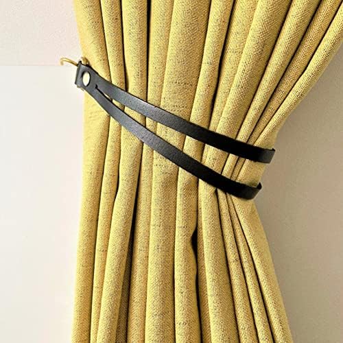 Classic Leather Curtain Tiebacks 4Pcs Black