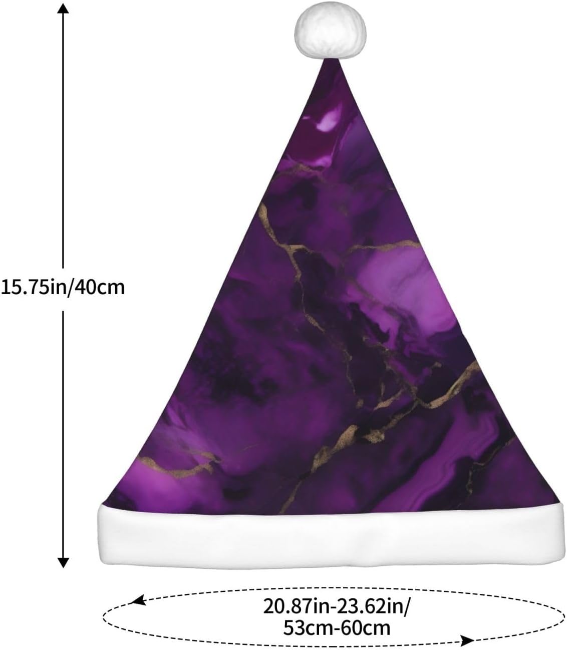 QINZHENG Dark Purple Marble Print Santa Hat