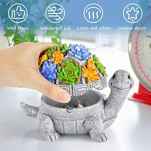 Cute Turtle Ashtray with Lid for Outdoor and Indoor Use