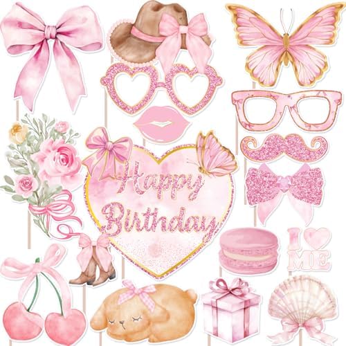 Pink Bow Party Decorations Photo Booth Props for Girls