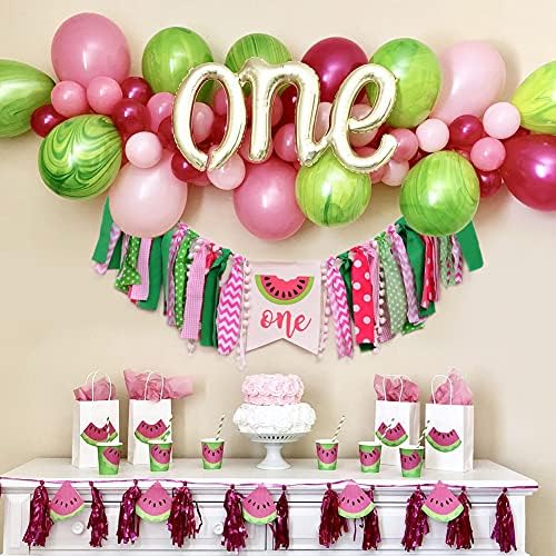 WAWUO Watermelon Birthday Banner - Pink Pattern - Highchair Mount