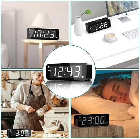 KWANWA LED Alarm Clock with Snooze and Brightness Control