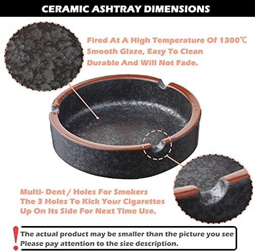 Stylish Ceramic Ashtray Black Lava Medium