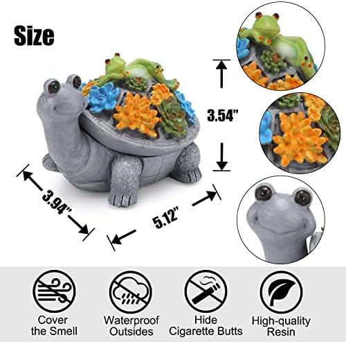 Turtle Lazy Frog Ashtray with Lid Set