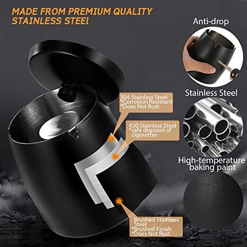 Large Windproof Outdoor Stainless Steel Ashtray with Lid