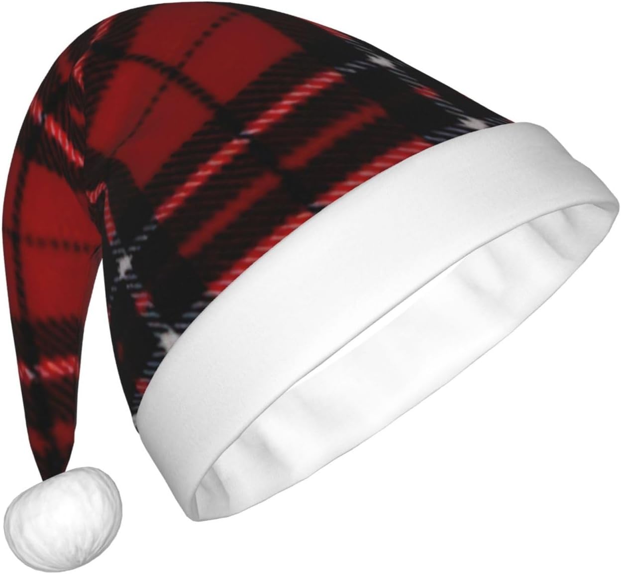 QINZHENG Red Black Plaid Santa Hat Christmas Gift
