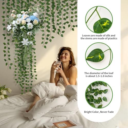 12 Pack 86 Ft Artificial Vines for Home Decor