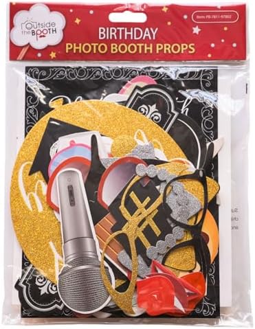 Birthday Photo Booth Props - 41pc Kit with 8x10 Sign