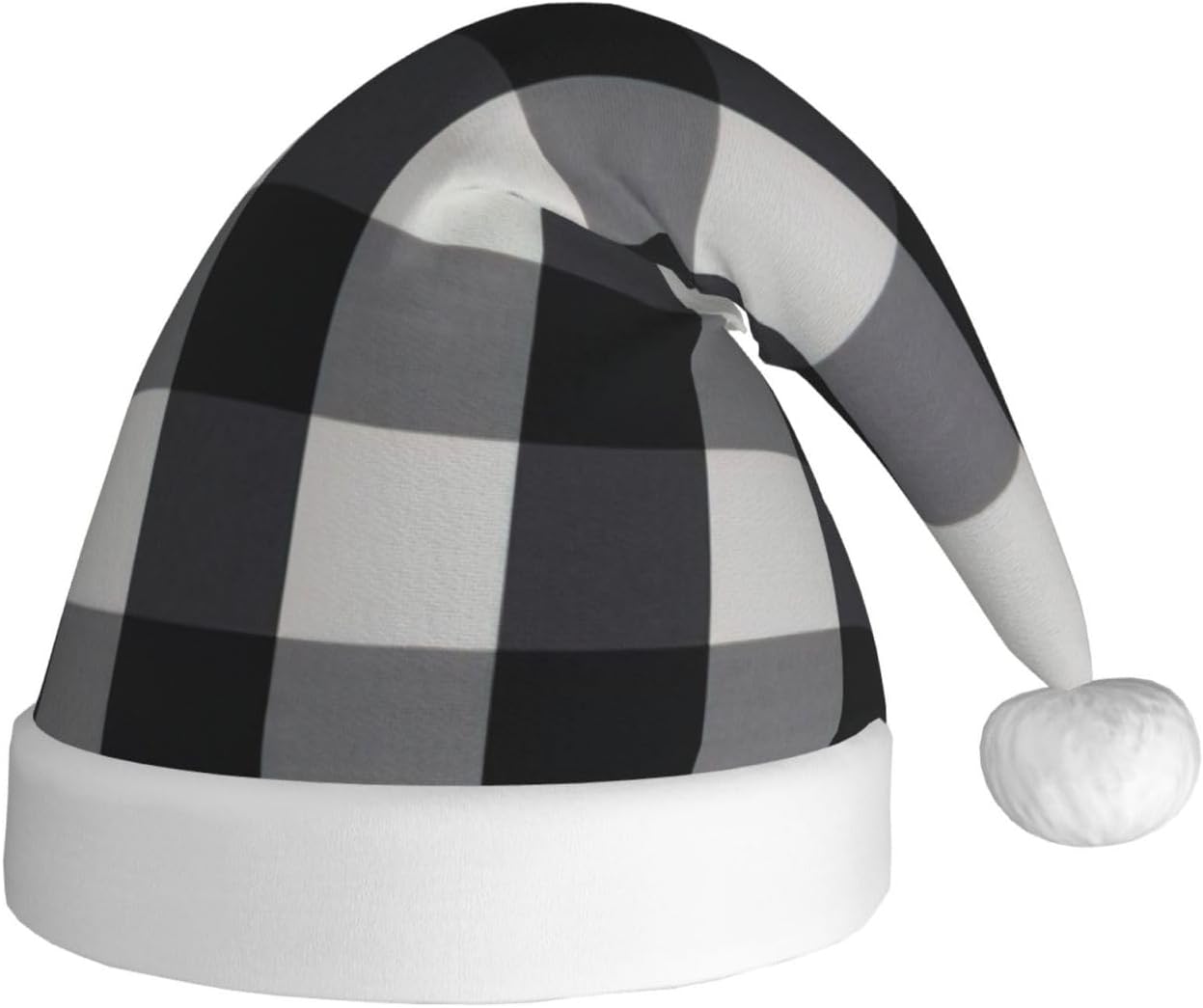 Personalized Santa Hat Black White Plaid Velvet Christmas Gift for Women