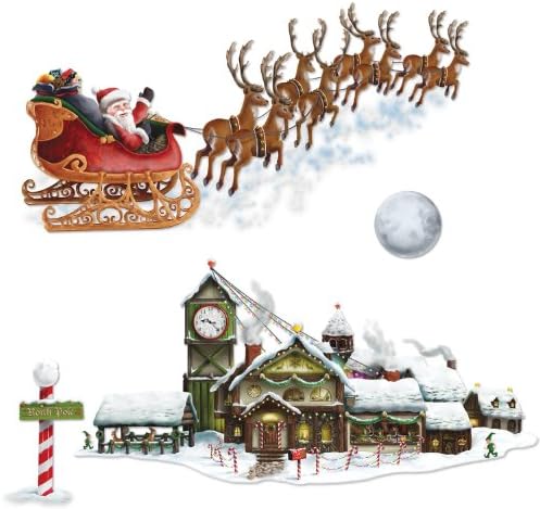 Beistle Santas Sleigh Workshop Props