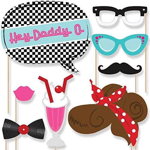 Big Dot of Happiness 1950s Sock Hop Photo Booth Props Kit