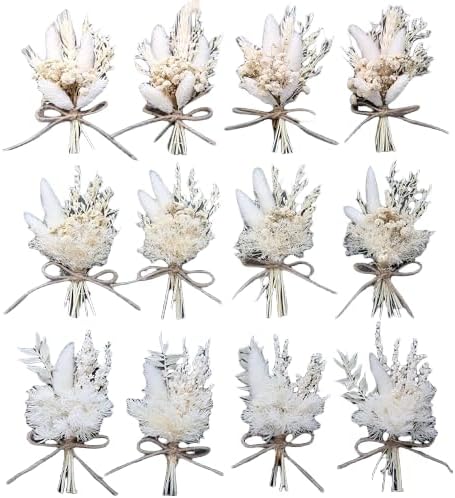 Mini Dried Flower Bouquet Set 12 Pcs White