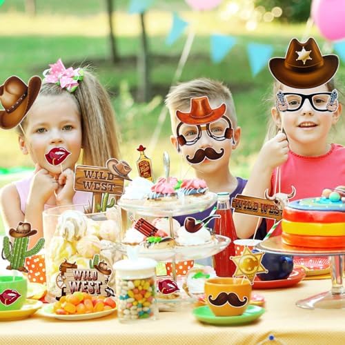 Cowgirl Cowboy Photo Booth Props 30Pcs Western Theme Decorations