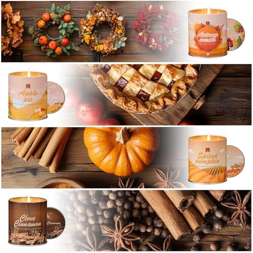 4 Pack Autumn Scented Jar Candles Set
