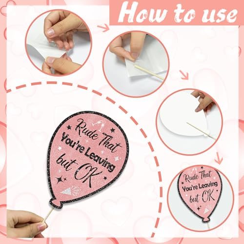 22Pcs Rose Gold Rude Youre Leaving But OK Photo Booth Props
