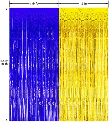 Blue Gold Party Decorations Foil Curtain 3 Pack