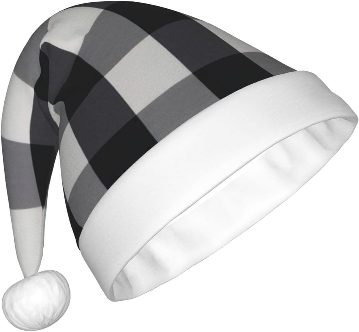 Personalized Santa Hat Black White Plaid Velvet Christmas Gift for Women