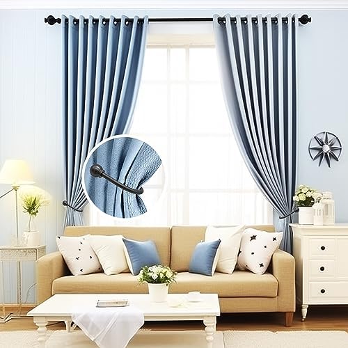 ARNORX Curtain Holdbacks with French Ball Ends 2PCS Matte Black