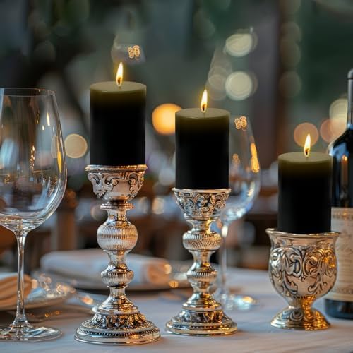 Zealxin 6 Pack 2x3 Inch Pillar Candles Grey Black Scented Votive