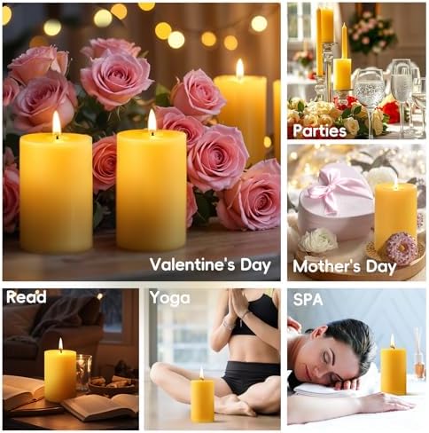 2x3 Inch Beeswax Pillar Candles Set of 3