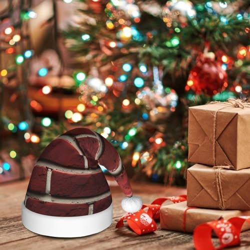 Personalized Santa Hat with Brick Red Stone Print