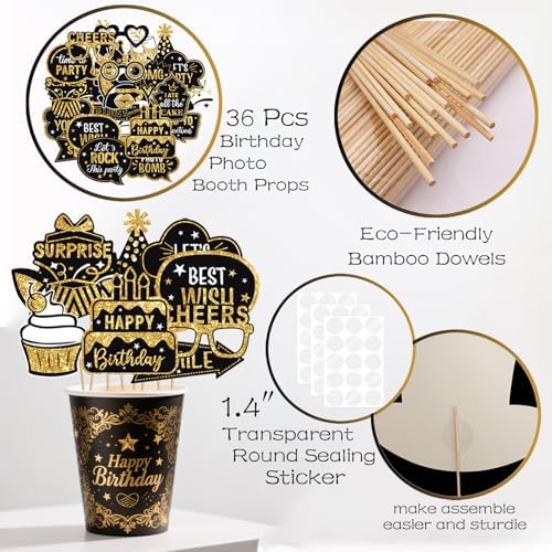 JOJO FLY 36 Pcs Birthday Photo Booth Props Kit